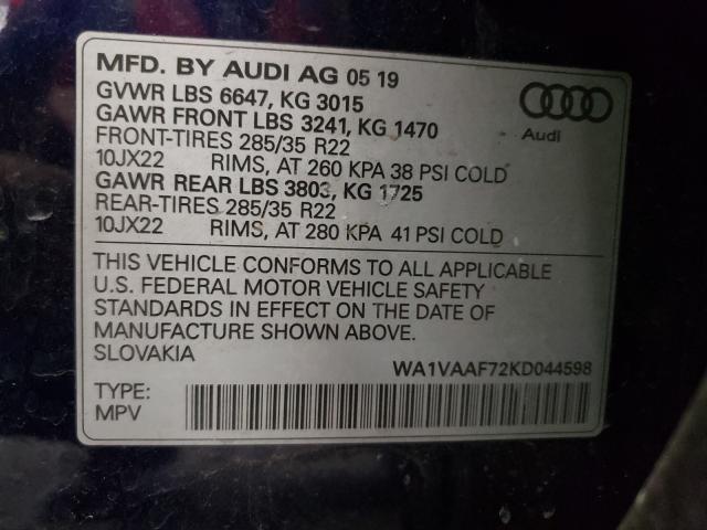 VIN WA1VAAF72KD044598 2019 Audi Q7, Prestige no.10