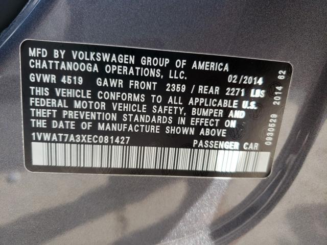 2014 VOLKSWAGEN PASSAT S 1VWAT7A3XEC081427