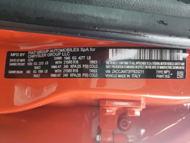 2015 JEEP RENEGADE S ZACCJAAT3FPB20211