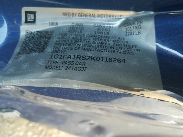 2019 CHEVROLET CAMARO LS 1G1FA1RS2K0116264