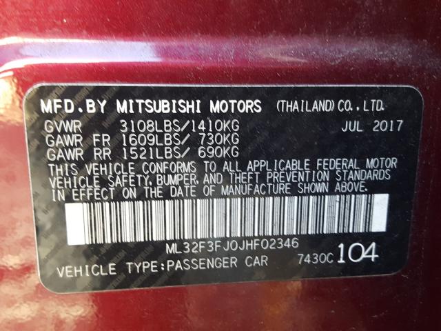 2018 MITSUBISHI MIRAGE G4 ML32F3FJ0JHF02346