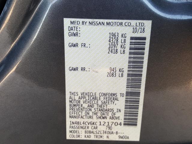 2019 NISSAN ALTIMA SR 1N4BL4CV6KC121704