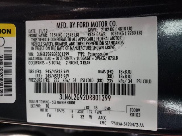 2013 LINCOLN MKZ 3LN6L2G92DR801399