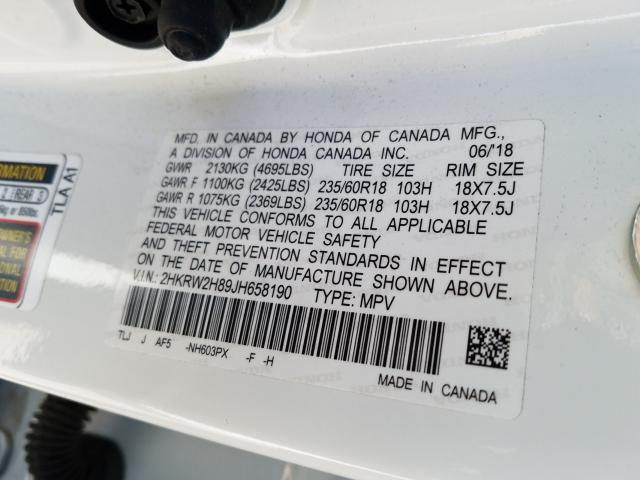 2018 HONDA CR-V EXL 2HKRW2H89JH658190