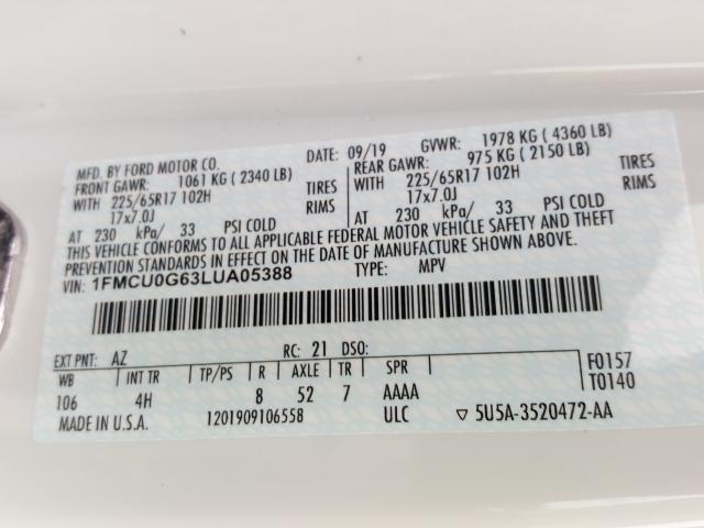 2020 FORD ESCAPE SE 1FMCU0G63LUA05388