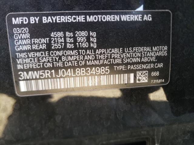 2020 BMW 330I 3MW5R1J04L8B34985