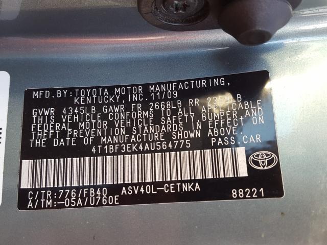 2010 TOYOTA CAMRY BASE 4T1BF3EK4AU564775