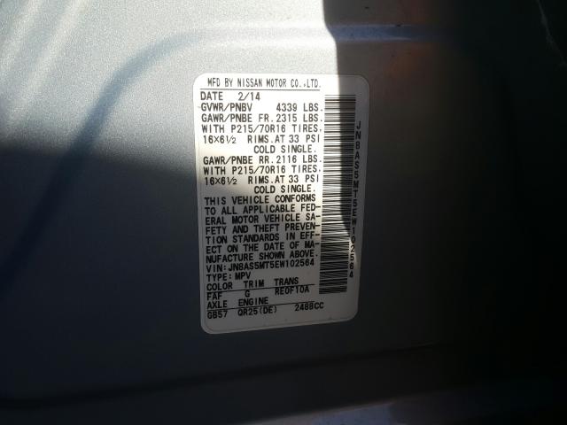 2014 NISSAN ROGUE SELE JN8AS5MT5EW102564