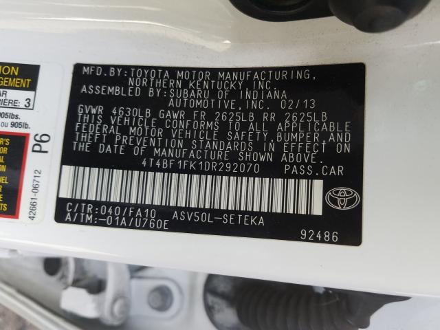 2013 TOYOTA CAMRY L - 4T4BF1FK1DR292070