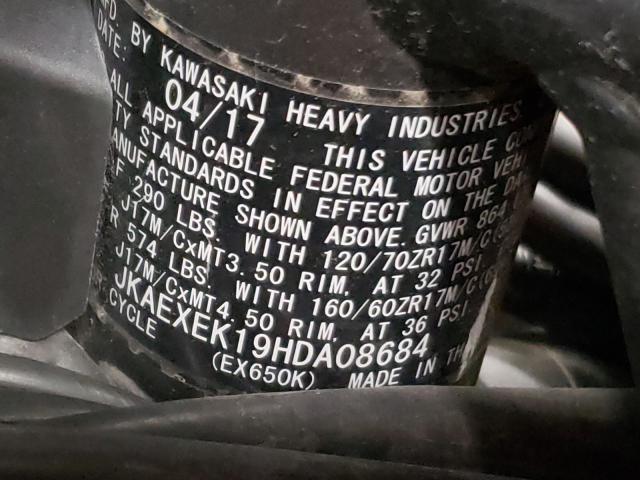 2017 KAWASAKI EX650 F JKAEXEK19HDA08684