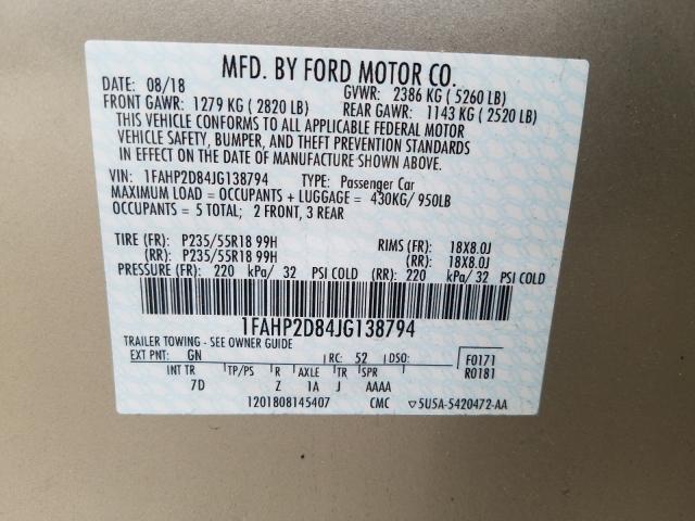 2018 FORD TAURUS SE 1FAHP2D84JG138794