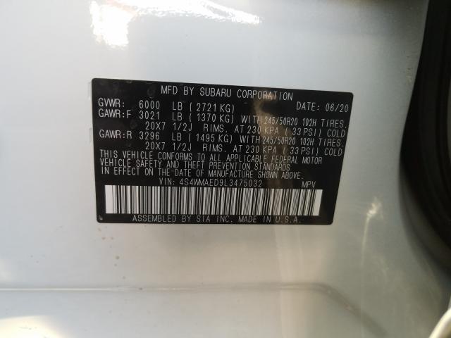 2020 SUBARU ASCENT PRE 4S4WMAED9L3475032