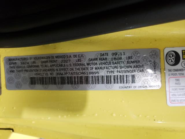 2012 VOLKSWAGEN BEETLE 3VWJP7AT5CM610895