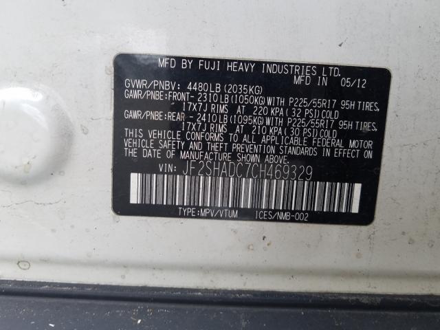 2012 SUBARU FORESTER JF2SHADC7CH469329