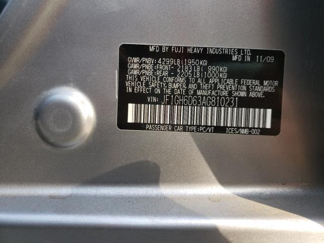 2010 SUBARU IMPREZA OU JF1GH6D63AG810231