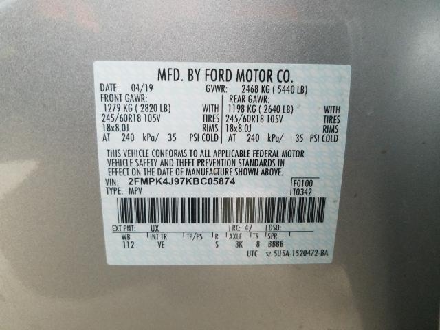 2019 FORD EDGE SEL 2FMPK4J97KBC05874