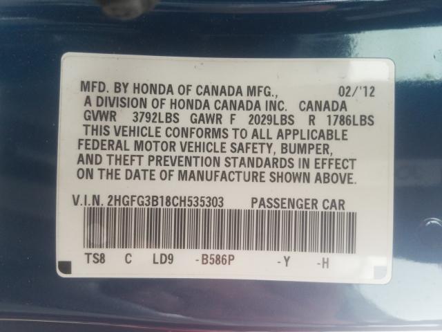 2012 HONDA CIVIC EXL 2HGFG3B18CH535303