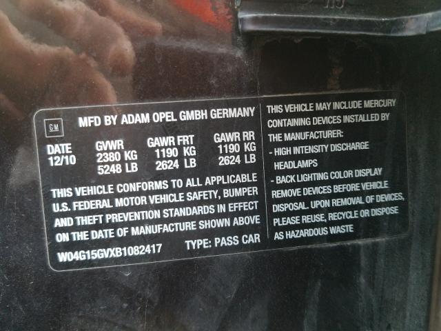 2011 BUICK REGAL CXL W04G15GVXB1082417