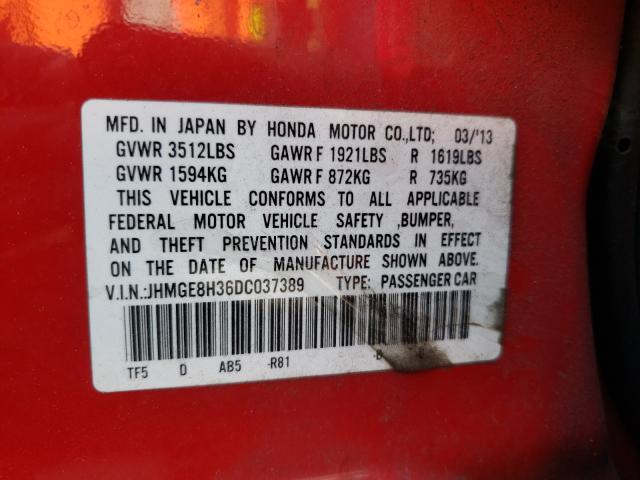 2013 HONDA FIT JHMGE8H36DC037389
