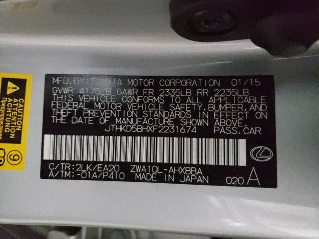 2015 LEXUS CT 200 JTHKD5BHXF2231674