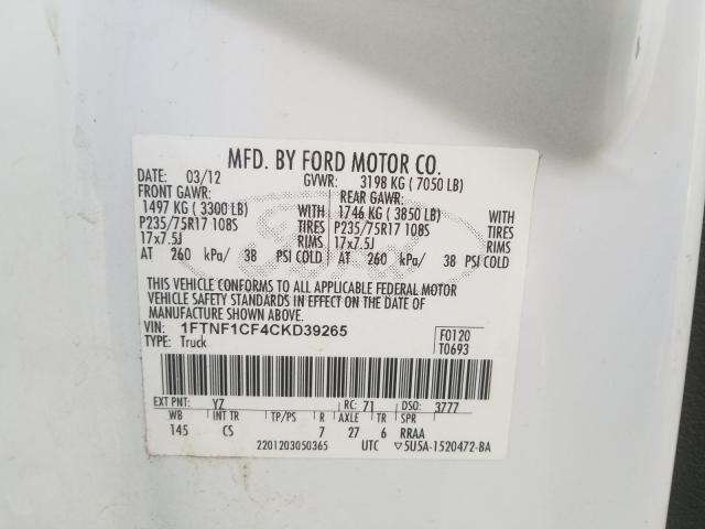 2012 FORD F150 - 1FTNF1CF4CKD39265