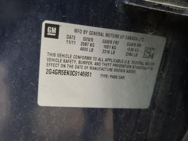 2012 BUICK REGAL 2G4GR5EK0C9146951