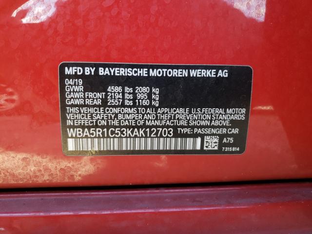 2019 BMW 330I WBA5R1C53KAK12703
