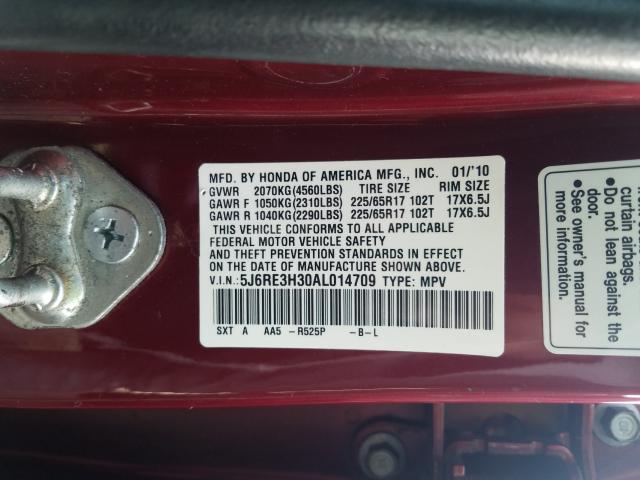 2010 HONDA CR-V LX 5J6RE3H30AL014709