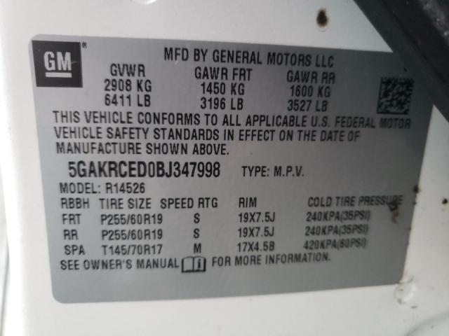 2011 BUICK ENCLAVE CX 5GAKRCED0BJ347998