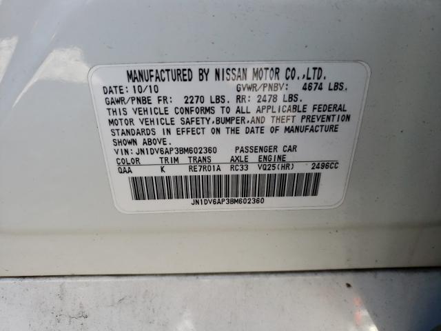 2011 INFINITI G25 BASE JN1DV6AP3BM602360