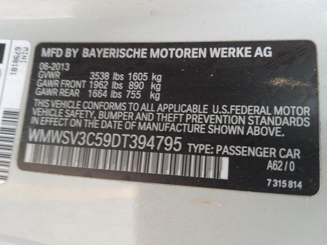 2013 MINI COOPER S WMWSV3C59DT394795