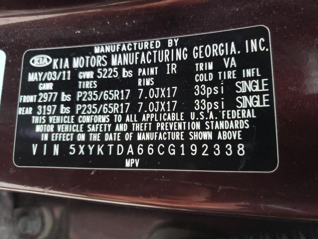2012 KIA SORENTO BA 5XYKTDA66CG192338