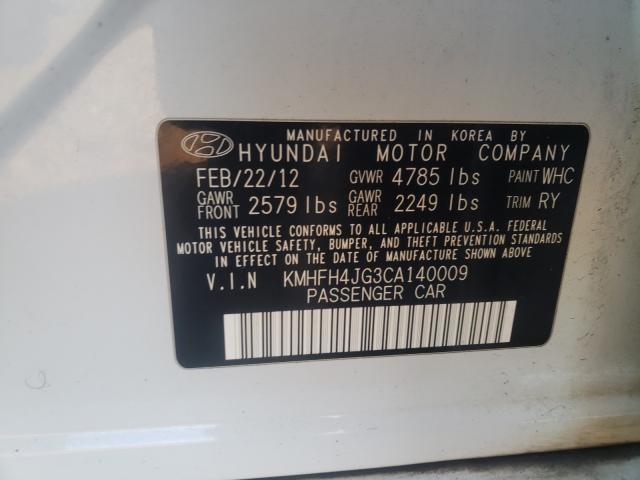 2012 HYUNDAI AZERA GLS KMHFH4JG3CA140009