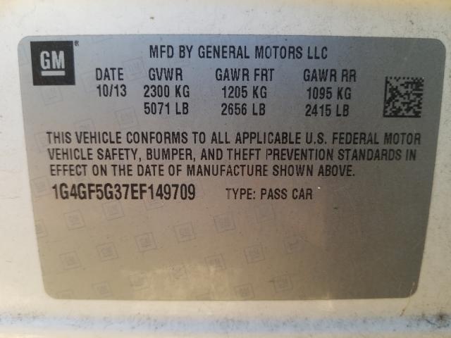 2014 BUICK LACROSSE T 1G4GF5G37EF149709