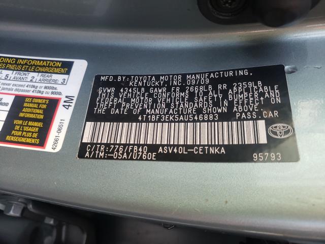 2010 TOYOTA CAMRY BASE 4T1BF3EK5AU546883