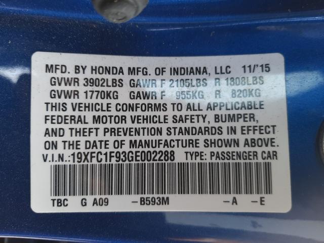 2016 HONDA CIVIC TOUR 19XFC1F93GE002288