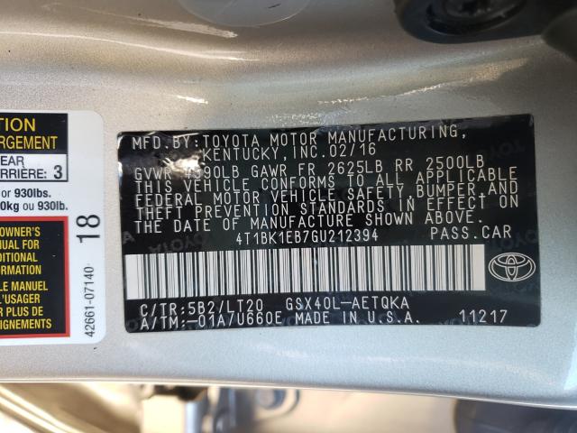 2016 TOYOTA AVALON XLE 4T1BK1EB7GU212394
