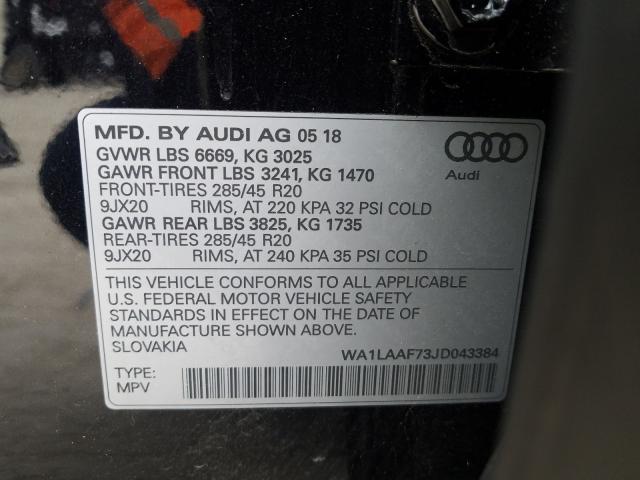 VIN WA1LAAF73JD043384 2018 Audi Q7, Premium Plus no.10