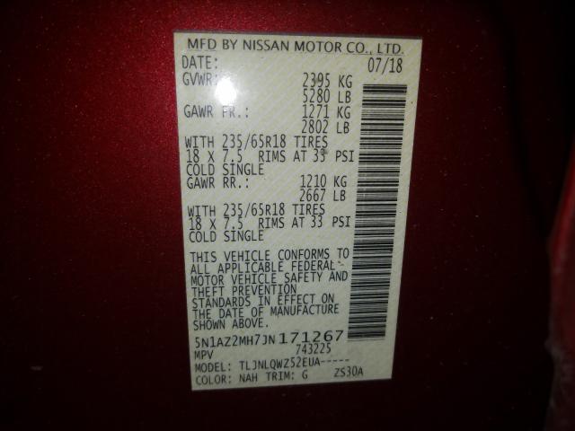 2018 NISSAN MURANO S 5N1AZ2MH7JN171267