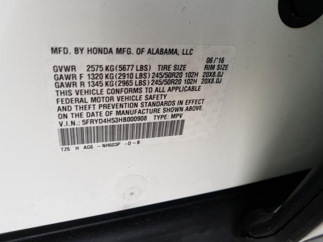 2017 ACURA MDX TECHNO 5FRYD4H53HB000908