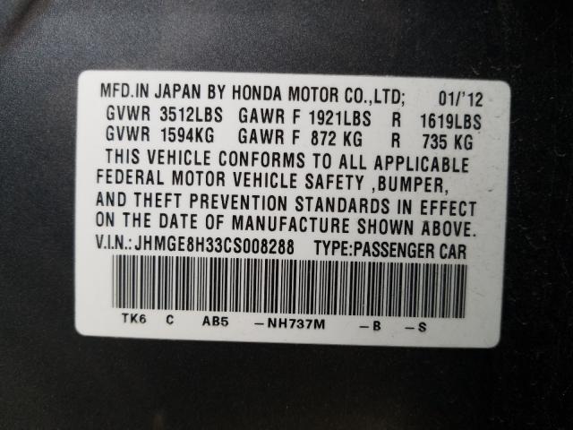 2012 HONDA FIT JHMGE8H33CS008288