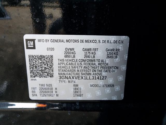 2020 CHEVROLET EQUINOX LT 3GNAXVEX1LL314127