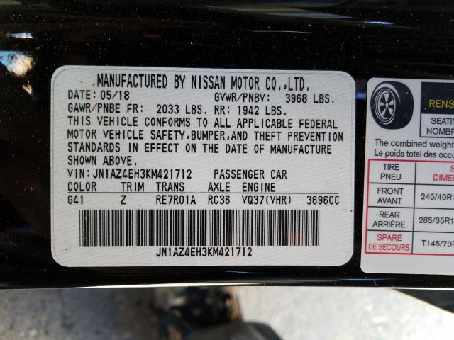 2019 NISSAN 370Z BASE JN1AZ4EH3KM421712