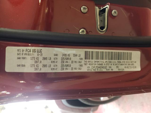 2019 JEEP CHEROKEE L 1C4PJMDX4KD481621