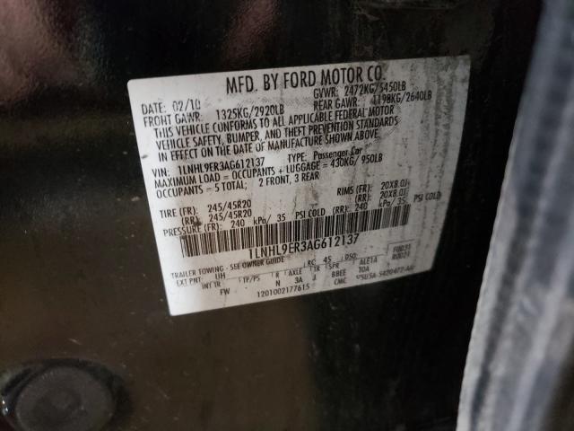 2010 LINCOLN MKS 1LNHL9ER3AG612137