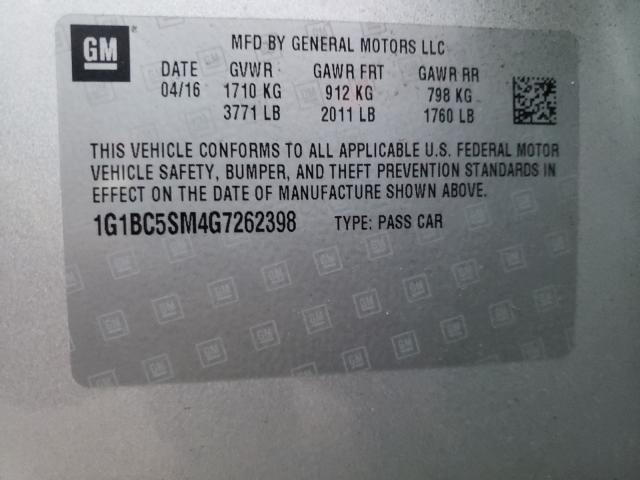 2016 CHEVROLET CRUZE LS 1G1BC5SM4G7262398