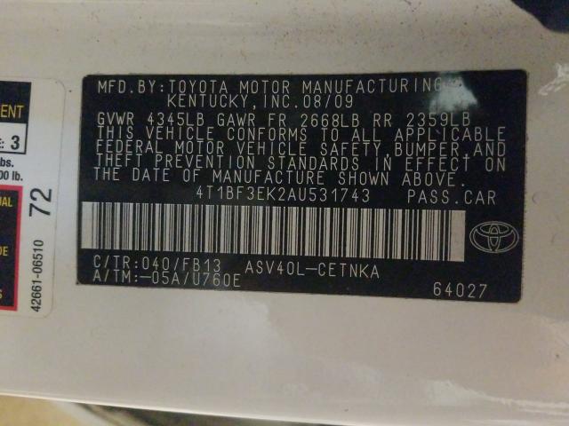 2010 TOYOTA CAMRY BASE 4T1BF3EK2AU531743