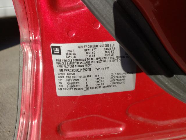 2012 BUICK ENCLAVE 5GAKRCED9CJ129298