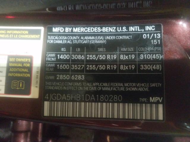 2013 MERCEDES-BENZ ML 350 4MA 4JGDA5HB1DA180280