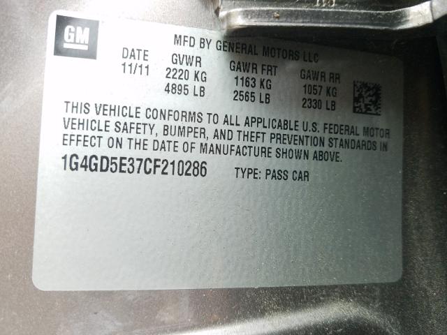 2012 BUICK LACROSSE P 1G4GD5E37CF210286